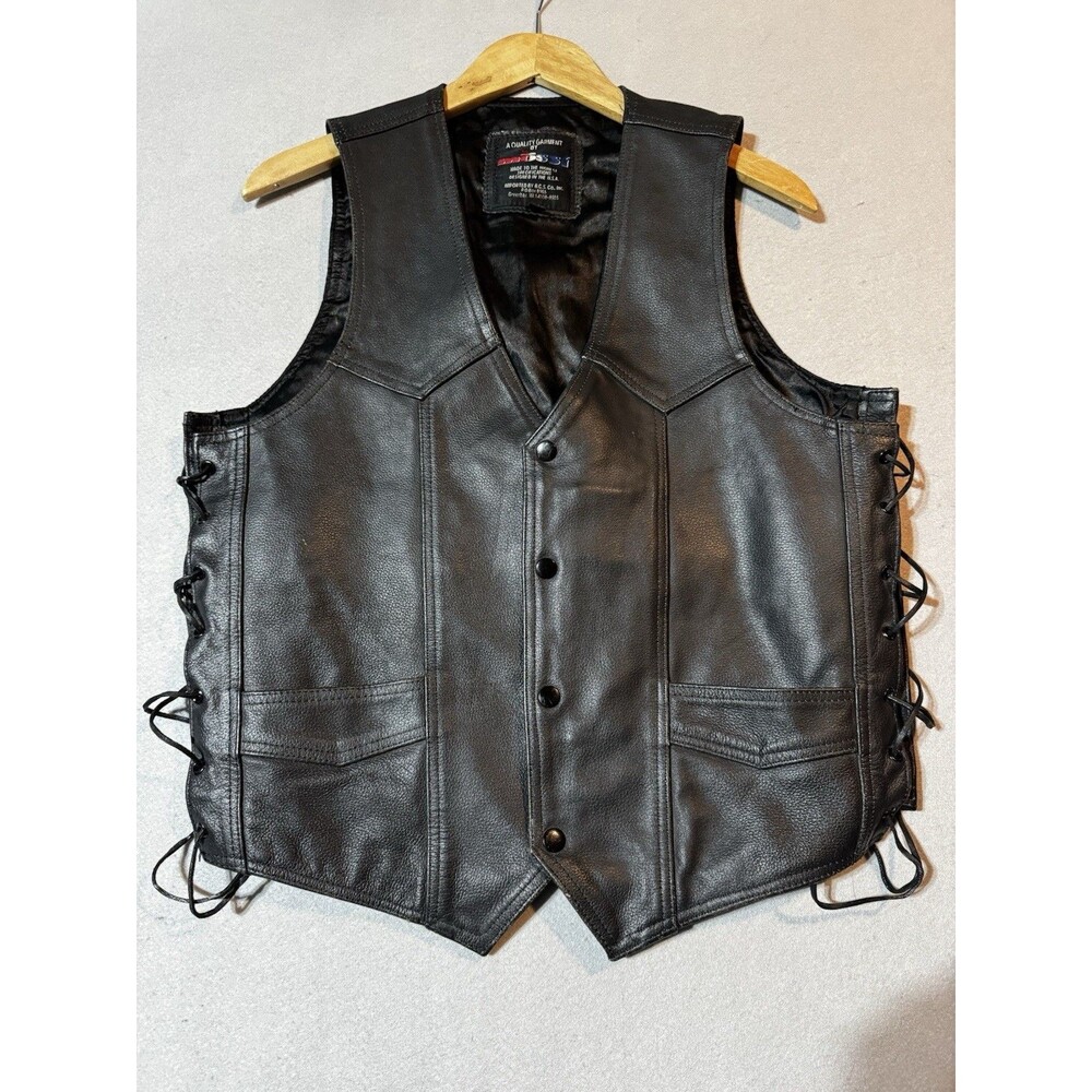 Men’s Biker Mossi Leather Vest Men's Size 40